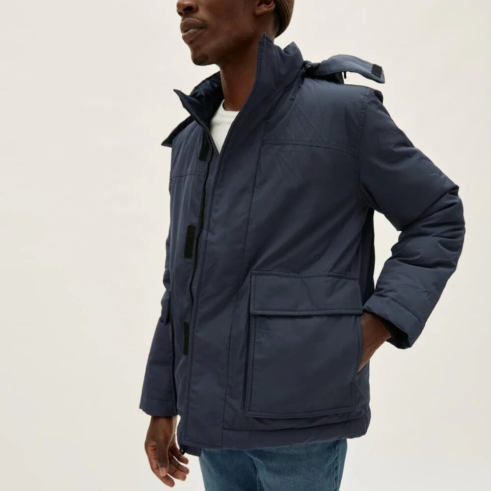 Everlane The ReNew Short Parka Jacket in India Ink XLarge New Mens Coat Puffer